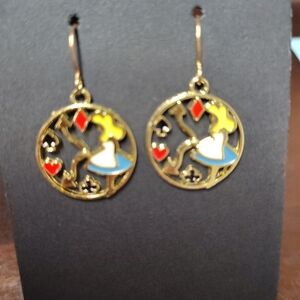 Gold and Multicolor Enamel Earrings